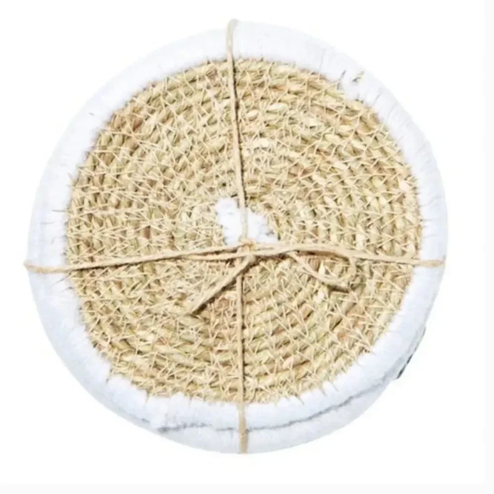 ✨HP✨Bloomingville Round Hand-Embroidered Seagrass✨